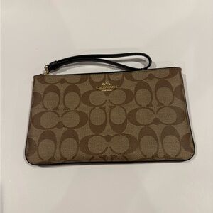 Coach Tan and Brown Signature Wristlet